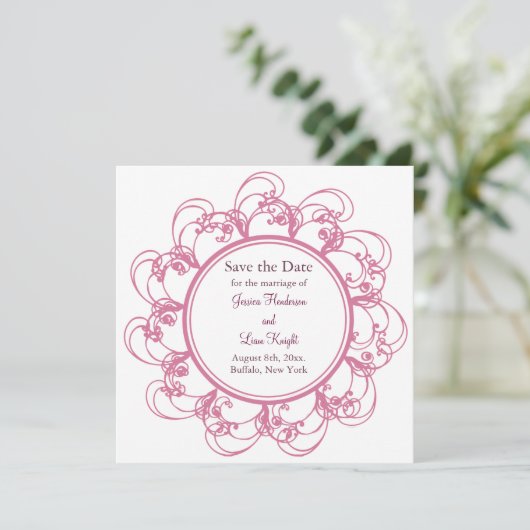 Fancy Floral slaat de datum op Save The Date (Staand voorkant)