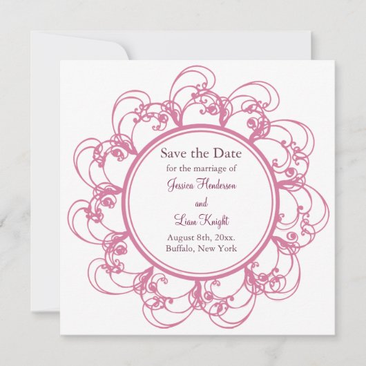 Fancy Floral slaat de datum op Save The Date (Voorkant)