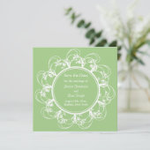 Fancy Floral sparen de Datum (groen) Save The Date (Staand voorkant)