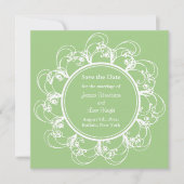Fancy Floral sparen de Datum (groen) Save The Date (Voorkant)
