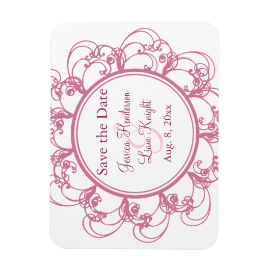 Fancy Floral sparen de Datum Magnet Magneet (Verticaal)