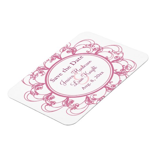 Fancy Floral sparen de Datum Magnet Magneet (Linkerzijde)