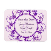 Fancy Floral sparen de Datum Magnet (paars) Magneet (Horizontaal)
