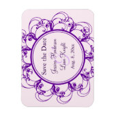 Fancy Floral sparen de Datum Magnet (paars) Magneet (Verticaal)