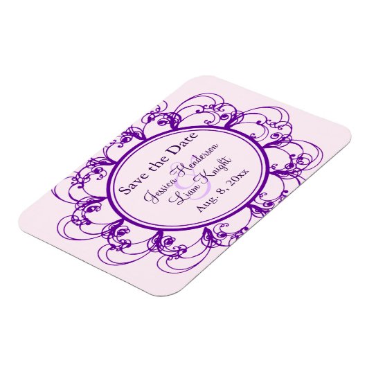 Fancy Floral sparen de Datum Magnet (paars) Magneet (Linkerzijde)