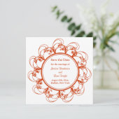 Fancy Floral sparen de Datum (oranje) Save The Date (Staand voorkant)