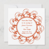 Fancy Floral sparen de Datum (oranje) Save The Date (Voorkant)