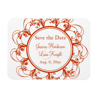 Fancy Floral sparen de Magneet van de Datum (oranj