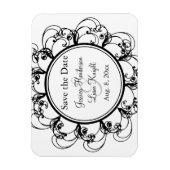 Fancy Floral sparen de Magneet van de Datum (zwart (Verticaal)