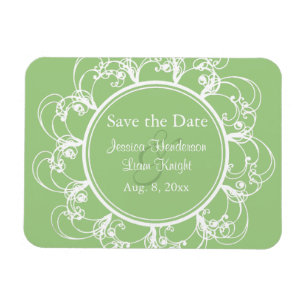 Fancy Floral sparen de Magnetische Datum (groen) Magneet