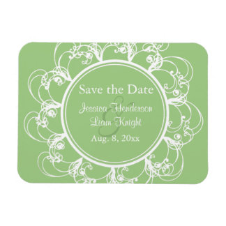Fancy Floral sparen de Magnetische Datum (groen) Magneet