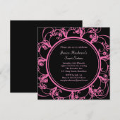 Fancy Floral Sweet Sixteen Invite (zwart) Kaart (Voorkant / Achterkant)
