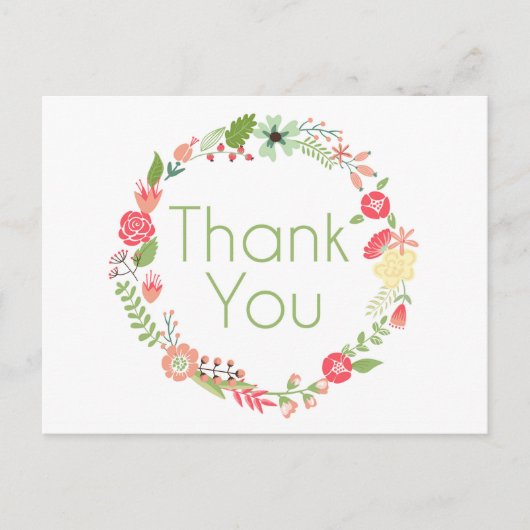 Fancy Floral Thank You Postcard Briefkaart (Voorkant)
