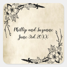 Fancy  Floral Wedding Envelope-zegel Vierkante Sticker