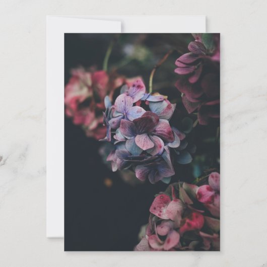 Fancy florale foto Weddenschap Kaart (Achterkant)