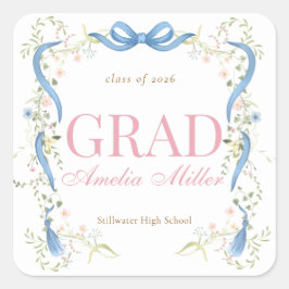 Fancy Florals Afstudeerceremonie Vierkante Sticker