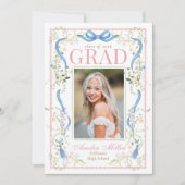 Fancy Florals Graduation Invitation Kaart (Voorkant)