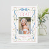 Fancy Florals Graduation Invitation Kaart (Staand voorkant)