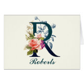 Fancy Florence Monogram Letter R Note Cards (Voorkant Horizontaal)
