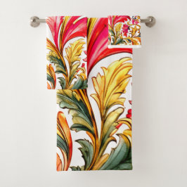 Fancy Florentijns ontwerp Waterverf bladeren Bad Handdoek