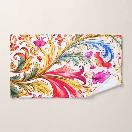Fancy Florentijns ontwerp Waterverf bladeren Bad Handdoek (Handdoek)