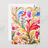 Fancy Florentijns ontwerp Waterverf bladeren Briefkaart (Voorkant / Achterkant)