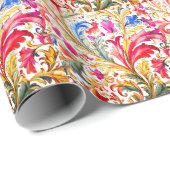 Fancy Florentijns ontwerp Waterverf bladeren Cadeaupapier (Rol Hoek)