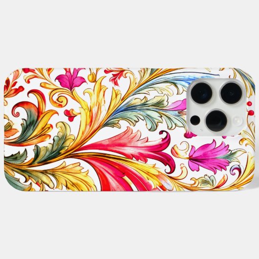 Fancy Florentijns ontwerp Waterverf bladeren Case-Mate iPhone Case (Achterkant (horizontaal))