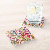 Fancy Florentijns ontwerp Waterverf bladeren Glazen Onderzetter (Schuin)