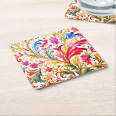 Fancy Florentijns ontwerp Waterverf bladeren Kartonnen Onderzetters (Schuin)