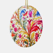 Fancy Florentijns ontwerp Waterverf bladeren Keramisch Ornament (Rechts)