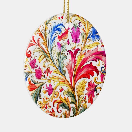 Fancy Florentijns ontwerp Waterverf bladeren Keramisch Ornament (Rechts)