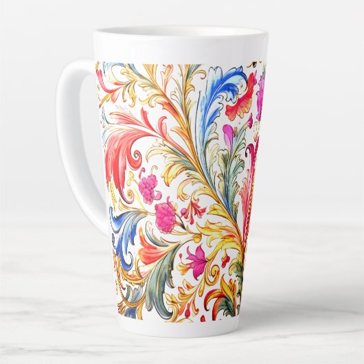 Fancy Florentijns ontwerp Waterverf bladeren Latte Mok (Linkerhoek)