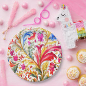 Fancy Florentijns ontwerp Waterverf bladeren Papieren Bordje (Feest)