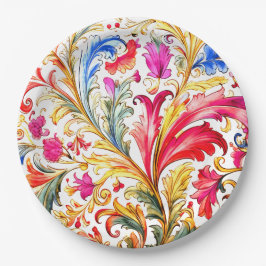 Fancy Florentijns ontwerp Waterverf bladeren Papieren Bordje