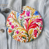 Fancy Florentijns ontwerp Waterverf bladeren Ronde Button 6,0 Cm (In situ)