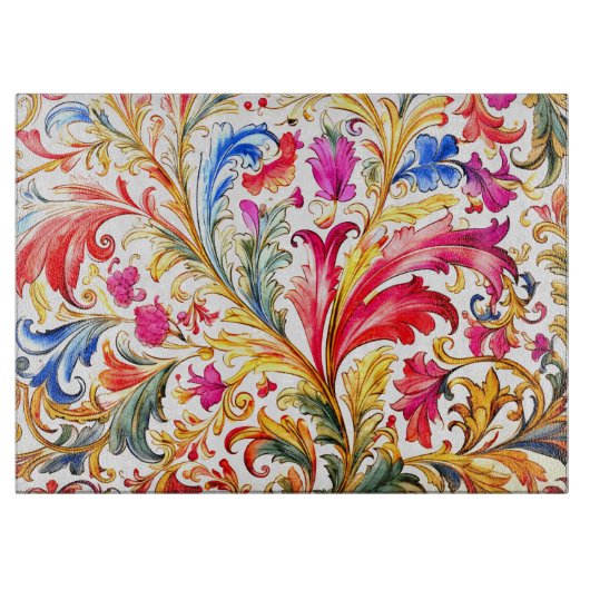 Fancy Florentijns ontwerp Waterverf bladeren Snijplank (Voorkant)