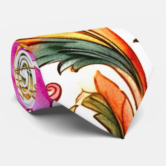 Fancy Florentijns ontwerp Waterverf bladeren Stropdas (Opgerold)