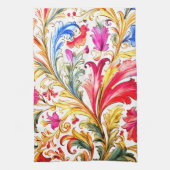 Fancy Florentijns ontwerp Waterverf bladeren Theedoek (Verticaal)