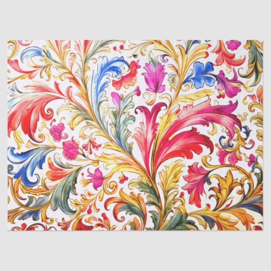 Fancy Florentijns ontwerp Waterverf bladeren Tissuepapier (Voorkant)