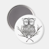 Fancy Flourish Uil Zwart-wit Magneet (Voorkant / Achterkant)