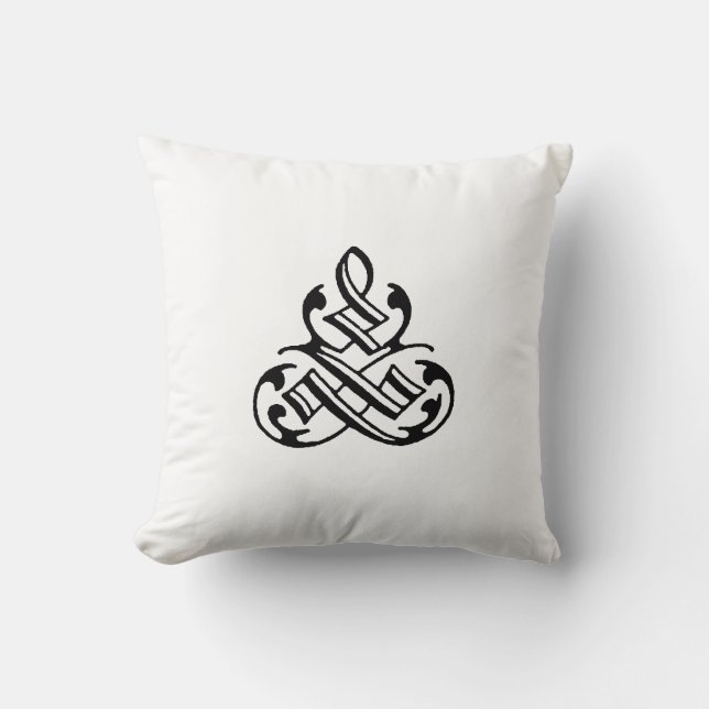  Fancy Flourish Zwart-wit kussen (Voorkant)