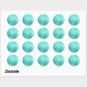 Fancy Folie Monogram Kleine Faux Turquoise Ronde Sticker (Vel)