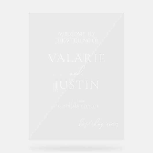 Fancy Font Clear Welcome Wedding White Text Acryl Bord (Voorkant)