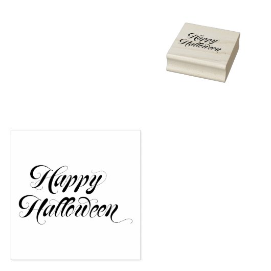 Fancy Font Gelukkig Halloween Rubberstempel (Gestempeld)