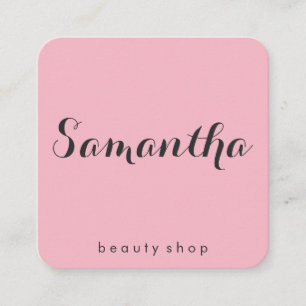 Fancy Font Minimalistisch Roze Vierkante Visitekaartje