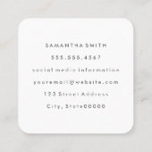 Fancy Font Minimalistisch Roze Vierkante Visitekaartje (Achterkant)