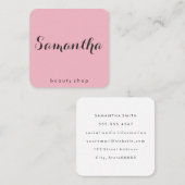 Fancy Font Minimalistisch Roze Vierkante Visitekaartje (Voorkant / Achterkant)