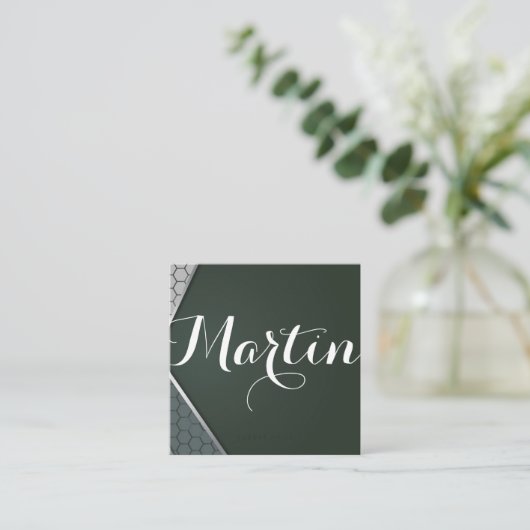 Fancy font monogram | geometrisch vierkante visitekaartje (Staand voorkant)