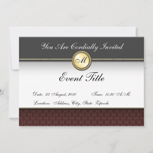 Fancy Formele uitnodiging van het Monogram van de  (Voorkant)